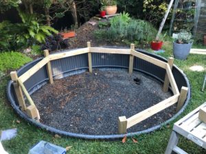 Round deck over a sunken trampoline hole